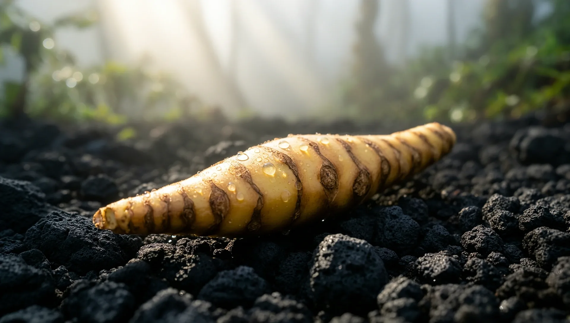 Medicinal Indonesian botanical root in native highland soil